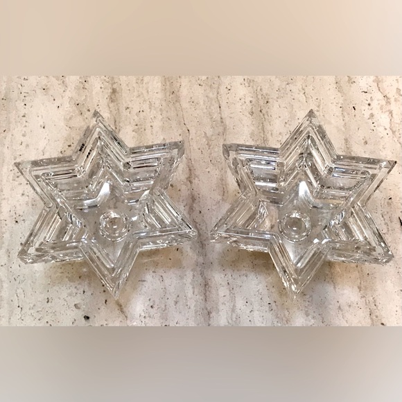 Set of 2 Star Shaped 24% Lead Crystal Candlestick Holders WMf Made in Germany - Picture 3 of 4